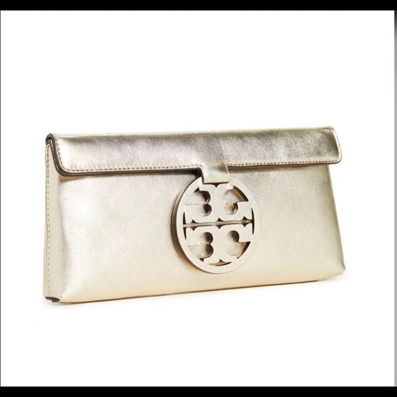 Tory Burch Handbags - Tory Burch Miller Beautiful Gold Clutch EUC